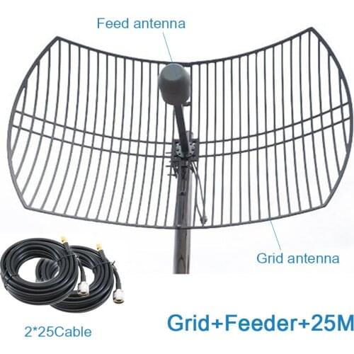 2G 3G 4G LTE 2×24dbi high gain Mimo grid antenna 1700-2700MHz outdoor antenna with SMA male + 2x RG58 cable
