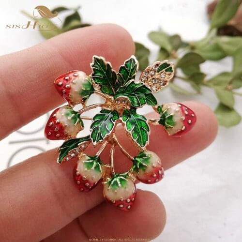 SISHION Fruit Strawberry Brooch VD1498 Vintage Brooches for Women Pins Jewelry