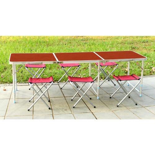 180*60*70CM Aluminum Alloy Folding Table Portable Outdoor Barbecue Table BBQ Camping Table Outdoor Picnic Desk With 6Pcs Stools