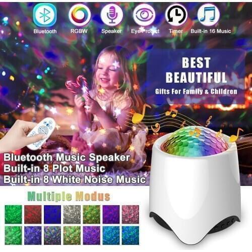 56 Color LED Star Night Light Bluetooth Sound-Activated Star Sea Water Wave Projector Lamp For Christmas Party Kid Bedroom Decor