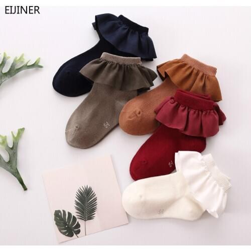 Vintage Girl Socks Flannel Lace Children Kids Socks Boneless Hand-sewn Princess Cotton Infants Baby Socks 2-4-6-8years