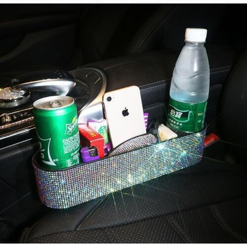 Diamond Car Seat Crevice Gaps Storage Box Rhinestone Crystal Auto Drink Pockets Organizers Seats Interior Accessories
