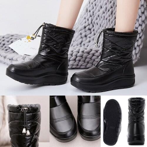 Weweya Elastic Band Winter Snow Boots Women Platform Sneakers Boots Ladies Warm Cotton Wedges Shoes Woman Botas Mujer Big Size