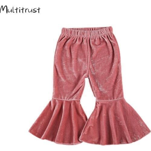 1-6Y Fashion Newborn Toddler Baby Girls Bell Bottoms Velvet Casual Pants Elastic Waist Children Kids Girls Long Flare Trousers