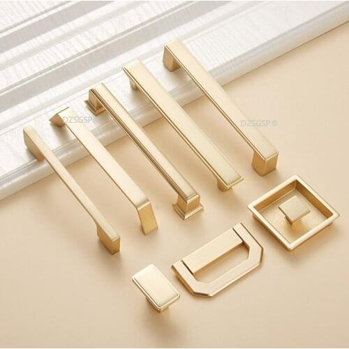 Gold Zinc Alloy Modern Kitchen Cabinet Pulls Drawer Cupboard Hardware Door Closet Handles Dooroom Knobs