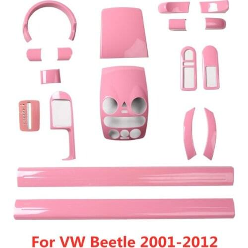 1 Set Pink Car Interior Styling Moulding Trim Center Console Cover Door Sill Sitcker Armrest Cover for VW Beetle 2001-2012