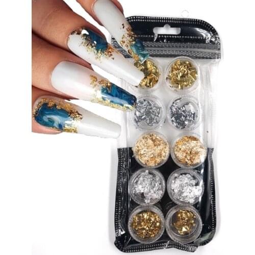 1Set Gold Silver Green Purple Colorful Nail Art Foils Aluminum Nail Stickers For Nails Manicure Nail Art Decoration