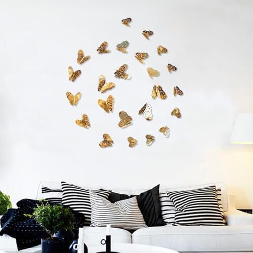 12pc Room Decoration Party Wedding Decor 3D Hollow Butterfly Wall Sticker for Home Decor DIY Butterflies Fridge sticker