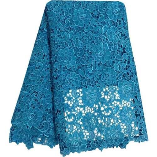 2018 Latest African French Lace Fabric High Quality African Tulle Lace Fabric For Wedding.Sky Blue Color Nigerian lace fabric