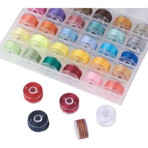 36pcs Colored Bobbins Polyester Sewing Thread Core Set With Plastic Storage Box DIY Sewing Machine Accessories
