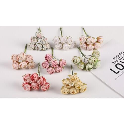 6 pieces Artificial roses bouquet Wedding Christmas decorations for home DIY jewelry New Year Candy box Wreath Headdress Garland