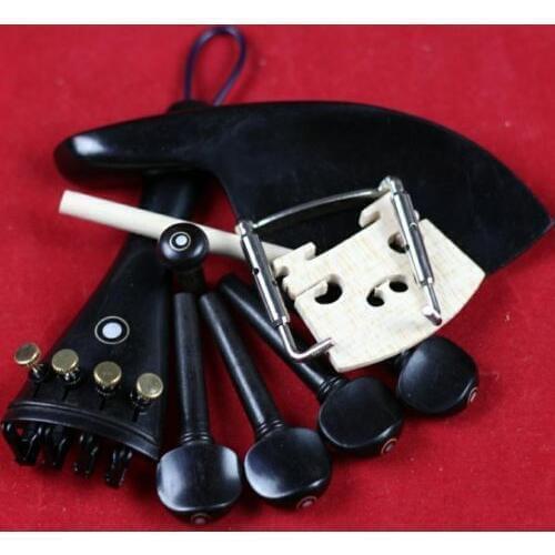 Free Shipping 1set New ebony wood 4/4 violin accessories bridge chin rest endpin tuners tail gut fiddle fittings accessories