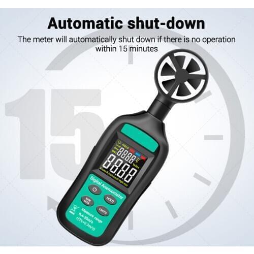 LCD Digital Anemometer Outdoor Wind Speed Meter Air Velocity Gauge 0-30m/s Wind Speed Measuring Device Temperature Tester