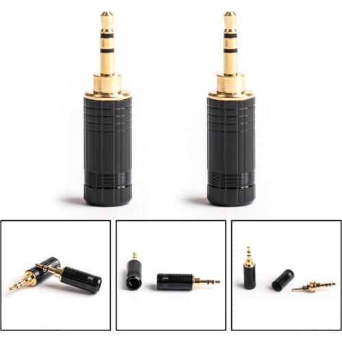 Artudatech 2PCS 2.5mm Thick Gold Plating 3 Pole Plug Audio Connector For DIY Earphone Black
