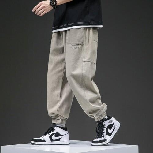 2021 Black Cargo Pants Men Hip Hop Spring Autumn Harem Pant Streetwear Harajuku Jogger Sweatpant Cotton Trousers Male Pants
