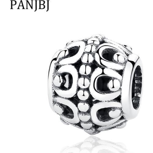 New 100% 925 Sterling Silver Bead Charm Hollow Out Round Charms Beads Jewellery Fit Bracelet Necklace DIY Women Jewelry