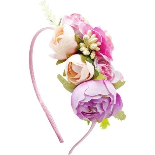 CN Girls Handmade Flower Headband Elegant DIY Hairband For Kid Hair Hoop Headdress Hair Accessories Princess Photography Props