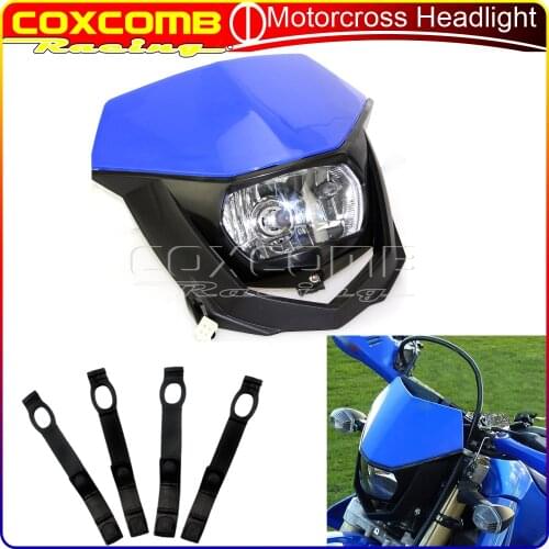 For Yamaha WR250R WR450R WR250F WR450F TW200 YZ85 Motorcycle Blue Dual Sport Headlight Supermoto Off Road H4 35W Head Lamp
