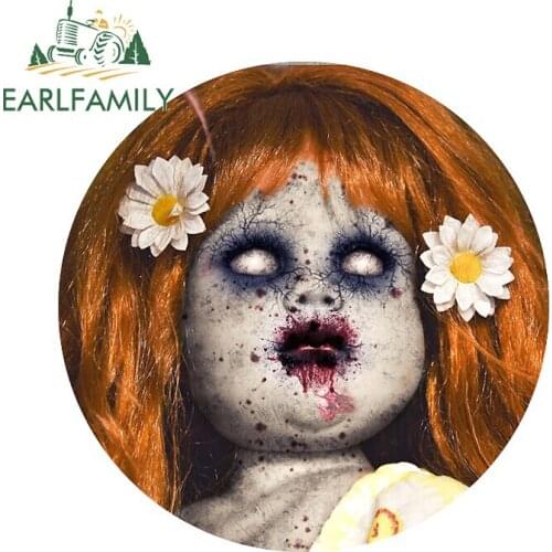 EARLFAMILY 13cm x 13cm for Creepy Zombie Doll Car Sticker Truck Decal Bumper Window Fashion DIY Scratch-proof Decoration