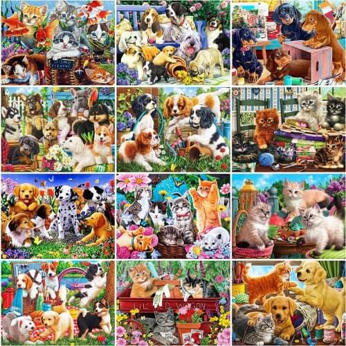 Evershine 5D DIY Diamond Painting Dog Full Square Round Diamond Embroidery Cat Animals Craft Kit Wall Art Decorations