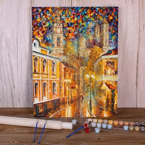 Oil Painting Style Gold City Paint By Numbers Set Acrylic Paints 50*70 Picture By Numbers Photo Decorative Wholesale
