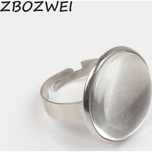 20mm 10pcs Classic Plated Silver Adjustable Ring Settings Blank/Base,Fit 12mm Glass Cabochons,Buttons;Ring Bezels