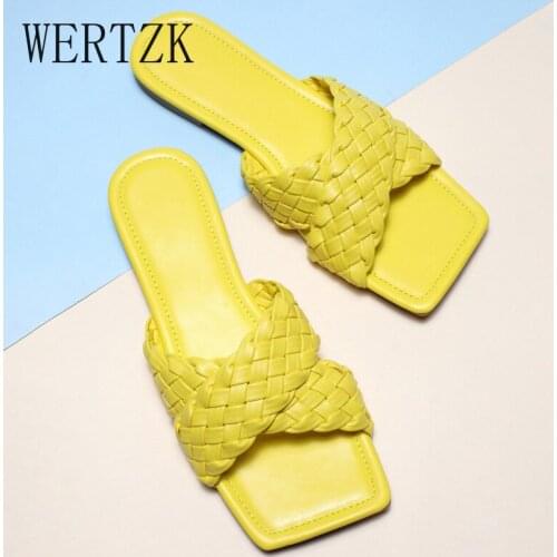 2021 Summer New Sandals Solid Color Open Toe Flat Slippers Weaving Style High Quality Womens Shoes Plus Size 43