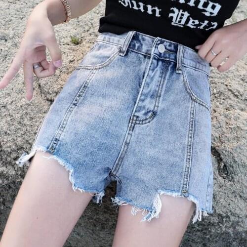 Fashion Loose and Thin a Line Wid-Eleg Hot Pants Super High Waist Denim Shorts Jeans Womens Summer Thin Section 2021 New Korean