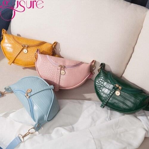 Gusure Fashion Women PU Leather Crossbody Bags For Ladies High Quality Alligator Design Shoulder Bag Female Small Saddle Handbag