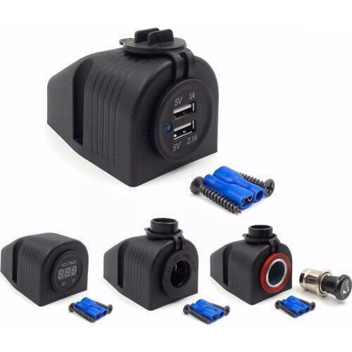 DIY Module 1 Hole Panel Power Adapter 5V 2.1A USB Charger ,Cigarette Lighter Sockets,Voltmeter for Car Truck Motorcycle Boat ATV