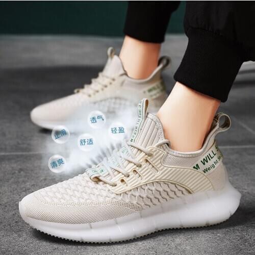 Mens Breathable solid para sport summer Sneaker mesh casual s hot on casuales hombre knitting de fashion sports 39 white slip