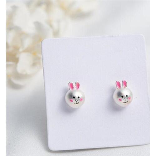 New Arrival Korean Style Matte White Rabbit Sweet Animal 925 Sterling Silver Jewelry Simple Lovely Women Stud Earrings SE916
