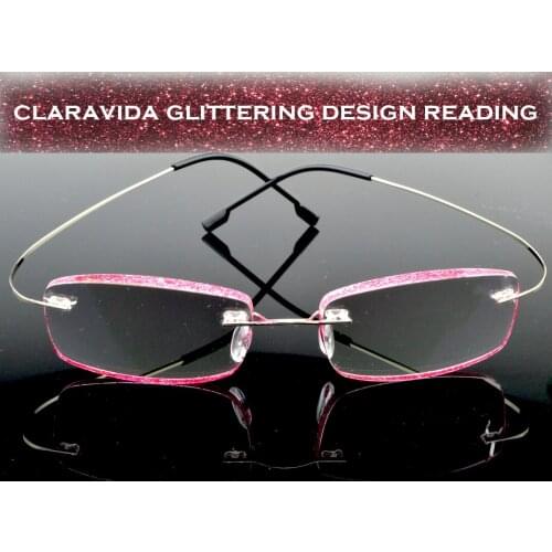 Clara Vida Design Glittering Shine Rimless titanium alloy reading glasses for women fashion lentes de lectura