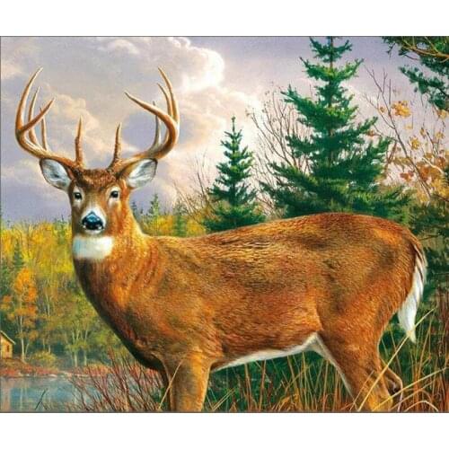 Full Square/Round Crafts Diamond Painting Sika Deer Animal Reindeer Cross Stitch Diamond Dots Embroidery Mosaic Home Decoration