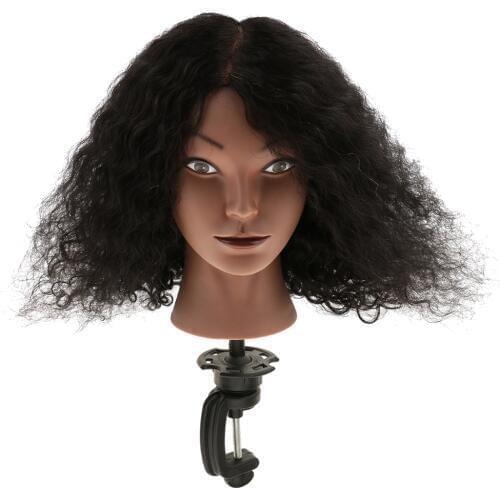 Durable Plastic Cosmetology Silicone 100% Human Hair Practice Training Mannequin Head with Clamp Set
