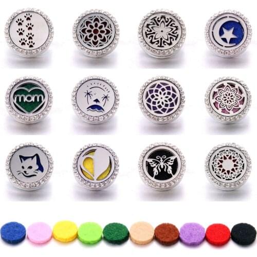 Boom Life Aromatherapy 18mm Snap Buttons Perfume Locket Magnetic Stainless Steel Essential Oil Diffuser Snap Jewelry