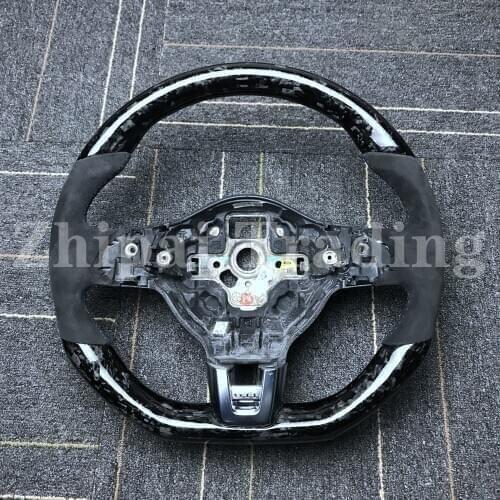 Carbon fiber steering wheel For VW Golf VI For Volkswagen Golf 6 perforated leather & Alcantarar steering wheel replacement