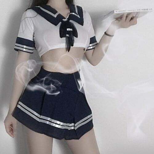 Sexy Cosplay School Girl Lingerie Outfit Miniskirt with Velcro JK uniform Erotic Sailor Costume Dress Outfit Short Top for Women