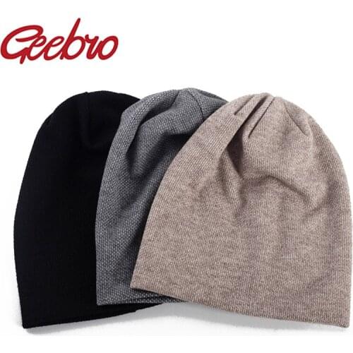 Geebro Womens Bonnet Beanies Cotton Hats For Ladies Mixed Color Soft Comfortable Autumn Winter Unisex Warm Skullies Beanie Cap