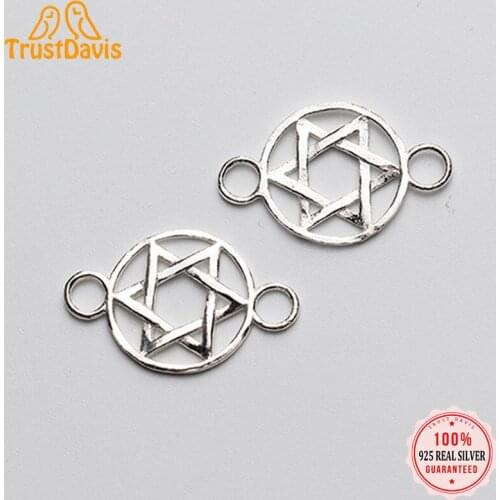Trustdavis 2021 Fashion925 Sterling Silver Fashion Sweet Round Star Charms For Bracelet Anklets DIY Accessories Jewelry DZ239