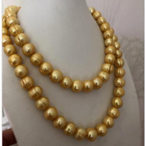 Gorgeous 11-12mm south sea gold pearl necklace 36inch 50"