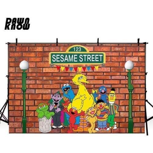 DAWNKNOW ELMO Vinyl Photography Background For Baby Sesame Street Photo Shoot Backdrop For Birthday Party Photo Studio lv468