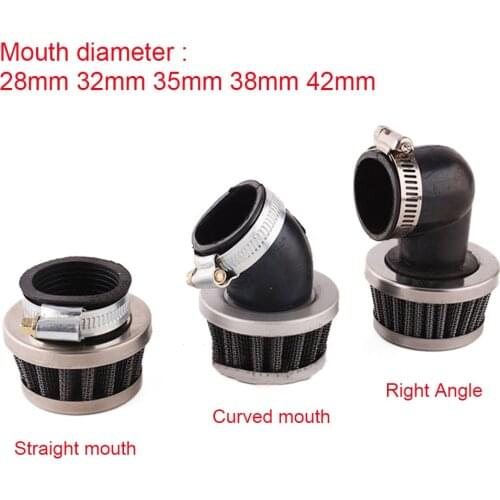 Motorcycle Air Filters 28mm 32mm 35mm 38mm 42mm Universal ATV Scooter Pit Dirt Bike Stright Curved Right Mini Air Filter Cleaner