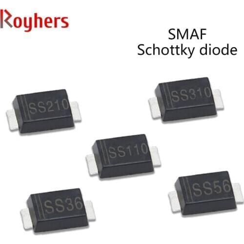 50Pcs SMD Schottky Barrier Rectifier Diodes RS1MF SS36F SS54F SS14F SS26F US1MF SS310F SS210F 1A 30V 40V 50V 60V SMAF DO-214AC