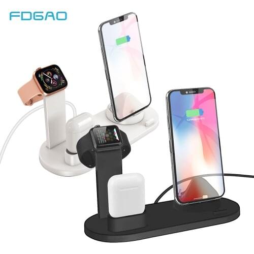 FDGAO 3 in 1 Charging Dock Station For iPhone X XR XS Max 8 7 6 Plus Apple Watch 4 3 2 1 Airpods Charger Holder Stand Type C USB