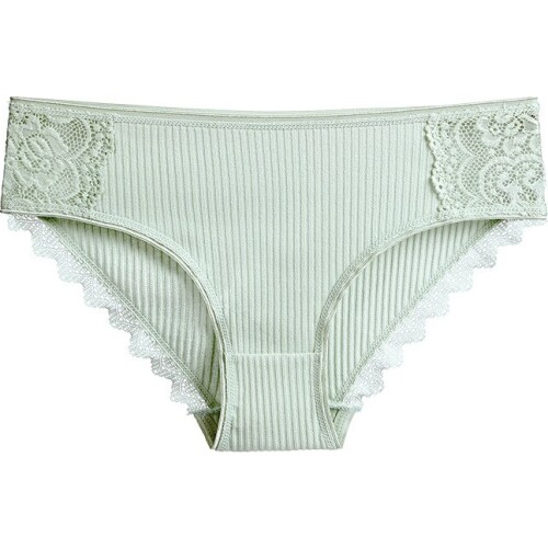 Womens Cotton Lace Panties Solid Color Striped Briefs Summer Breathable Underpants Plus Size Ladies Elastic Seamless Lingeries