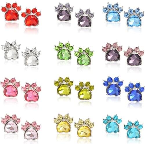 December birthday stone cat claw earrings Temperament crystal Earrings 12*12mm For Women Fashion Style Girl silver jewelry gift