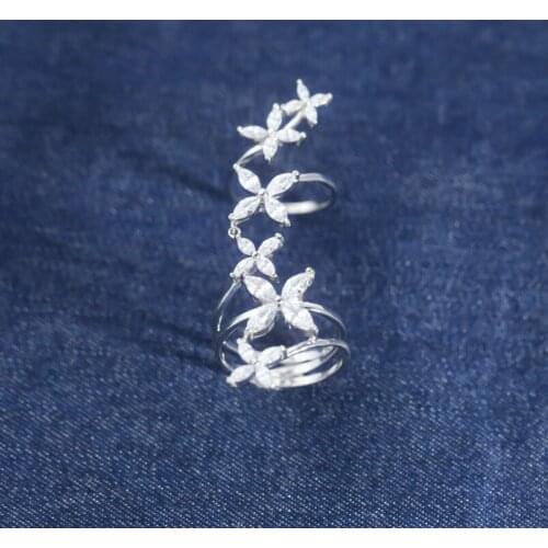 SLJELY Fashion Designer 925 Sterling Silver Shining Multi Floral Finger Ring Micro 3A Cubic Zirconia Women Wedding Party Jewelry