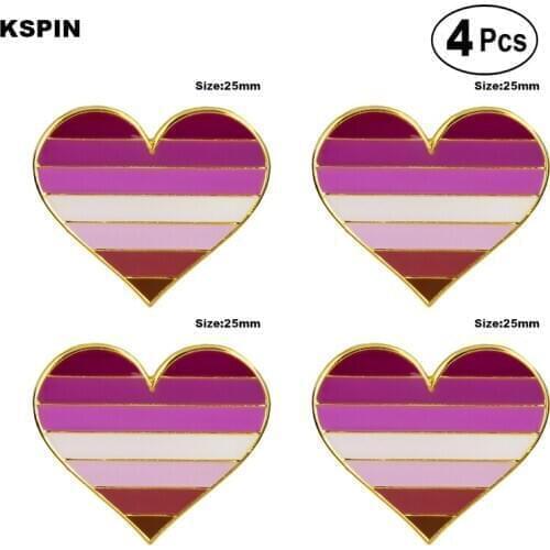 LGBT Rainbow homosexual Lipstick Kiss lip Lesbian Pride BadgePride heart shaped Pin Lapel Pin Badge Brooch Icons 4pcs