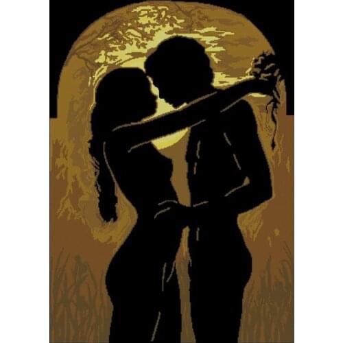 Gold Collection Lovely Counted Cross Stitch Kit Moonlight Kiss Kissing Sexy Naked Lover Love Man and Woman